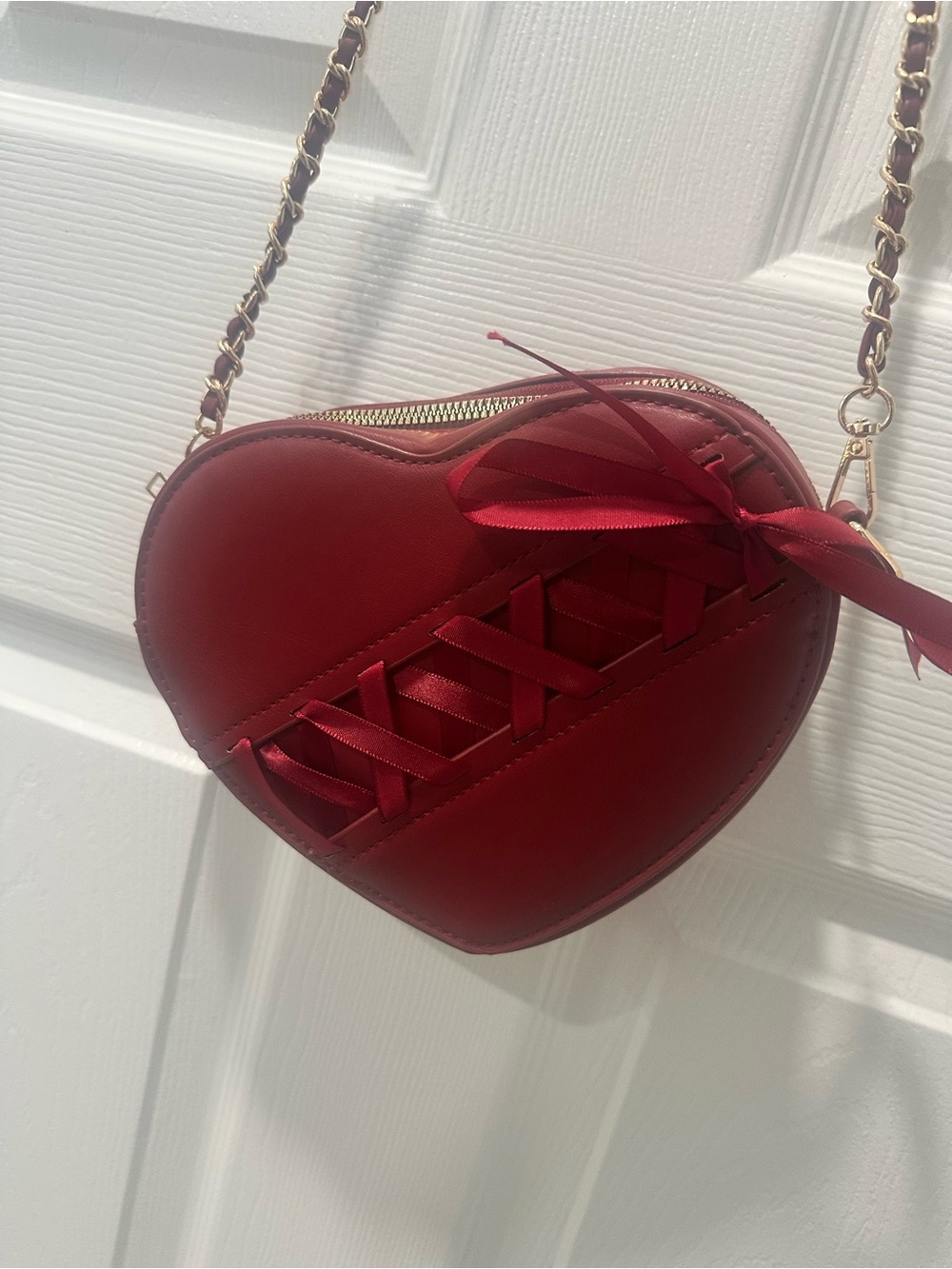 torrid Red Heart-Shaped Ribbon Crossbody Bag